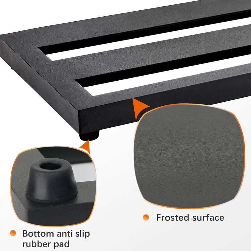 GOGHOST Medium Guitar Pedal Board, 20x8x1.2", Aluminum Alloy Black Effects Pedal Board with Adhesive Hookside Tape - Image 3